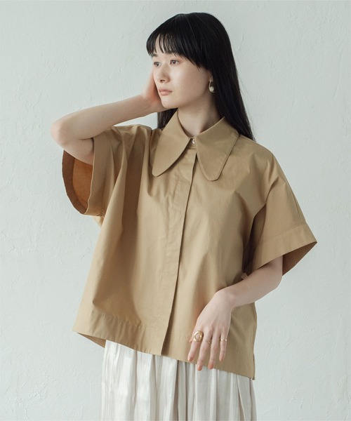 miette（ミエット）の「ﾃﾞｻﾞｲﾝｶﾗｰﾄﾞﾙﾏﾝﾜｲﾄﾞ比翼ｼｬﾂ（シャツ/ブラウス・レディース・ベージュ/ブラウン/オフホワイト・F）」の11枚目の写真