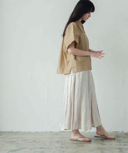 miette（ミエット）の「ﾃﾞｻﾞｲﾝｶﾗｰﾄﾞﾙﾏﾝﾜｲﾄﾞ比翼ｼｬﾂ（シャツ/ブラウス・レディース・ベージュ/ブラウン/オフホワイト・F）」の5枚目の写真