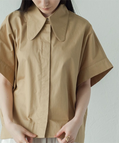 miette（ミエット）の「ﾃﾞｻﾞｲﾝｶﾗｰﾄﾞﾙﾏﾝﾜｲﾄﾞ比翼ｼｬﾂ（シャツ/ブラウス・レディース・ベージュ/ブラウン/オフホワイト・F）」の8枚目の写真