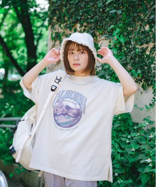nemne store（ネンネストア）の「のびのびといきるアソートプリントTシャツ（Tシャツ/カットソー・レディース・ホワイト/ベージュ/オフホワイト/オレンジ/ブルー/アイボリー/ベージュ系その他/スミクロ・フリー）」の4枚目の写真