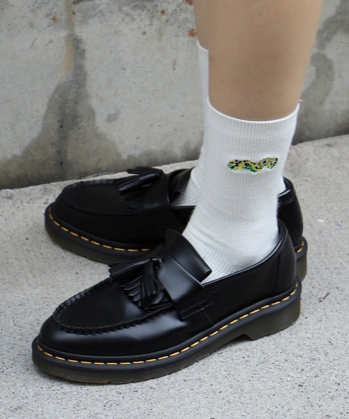 X-girl（エックスガール）の「EMBROIDERED SUNFLOWER LOGO RIB SOCKS（ソックス/靴下・レディース・ブラック/レッド/ブルー/ホワイト・ONE SIZE）」の2枚目の写真