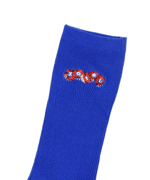 X-girl（エックスガール）の「EMBROIDERED SUNFLOWER LOGO RIB SOCKS（ソックス/靴下・レディース・ブラック/レッド/ブルー/ホワイト・ONE SIZE）」の8枚目の写真