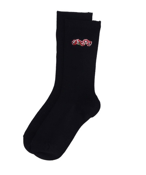 X-girl（エックスガール）の「EMBROIDERED SUNFLOWER LOGO RIB SOCKS（ソックス/靴下・レディース・ブラック/レッド/ブルー/ホワイト・ONE SIZE）」の12枚目の写真