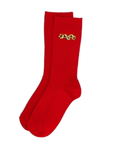 X-girl（エックスガール）の「EMBROIDERED SUNFLOWER LOGO RIB SOCKS（ソックス/靴下・レディース・ブラック/レッド/ブルー/ホワイト・ONE SIZE）」の13枚目の写真