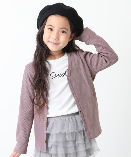 devirock(デビロック)の「無地リブVネックカーディガン(カーディガン/ボレロ・キッズ・カーキ/ブルー系その他2/ネイビー/ブルー系その他/ヘザーチャコール/チャコール/ダークグリーン/ラベンダー/スモークピンク/ワイン/パープル系その他/モカ/ブラック/ライトブラウン・80cm/90cm/100cm/110cm/120cm/130cm/140cm/150cm/160cm)」の12枚目の写真