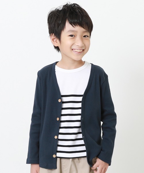 devirock(デビロック)の「無地リブVネックカーディガン(カーディガン/ボレロ・キッズ・カーキ/ブルー系その他2/ネイビー/ブルー系その他/ヘザーチャコール/チャコール/ダークグリーン/ラベンダー/スモークピンク/ワイン/パープル系その他/モカ/ブラック/ライトブラウン・80cm/90cm/100cm/110cm/120cm/130cm/140cm/150cm/160cm)」の9枚目の写真