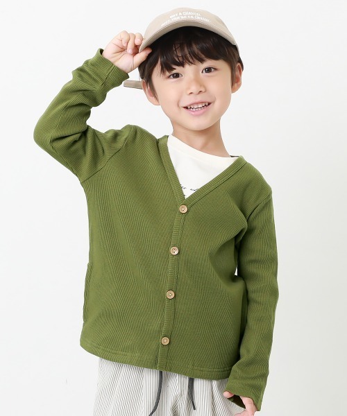 devirock(デビロック)の「無地リブVネックカーディガン(カーディガン/ボレロ・キッズ・カーキ/ブルー系その他2/ネイビー/ブルー系その他/ヘザーチャコール/チャコール/ダークグリーン/ラベンダー/スモークピンク/ワイン/パープル系その他/モカ/ブラック/ライトブラウン・80cm/90cm/100cm/110cm/120cm/130cm/140cm/150cm/160cm)」の8枚目の写真