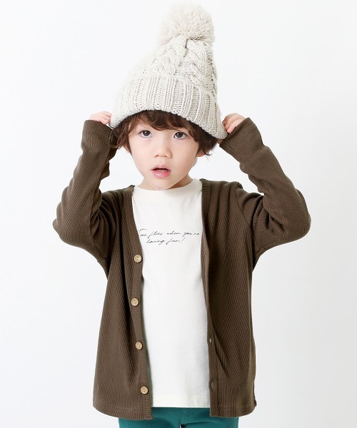 devirock(デビロック)の「無地リブVネックカーディガン(カーディガン/ボレロ・キッズ・カーキ/ブルー系その他2/ネイビー/ブルー系その他/ヘザーチャコール/チャコール/ダークグリーン/ラベンダー/スモークピンク/ワイン/パープル系その他/モカ/ブラック/ライトブラウン・80cm/90cm/100cm/110cm/120cm/130cm/140cm/150cm/160cm)」の6枚目の写真