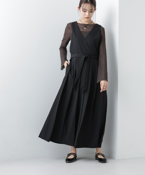 NANO universe（ナノユニバース）の「【WEB限定】プリーツジャンパースカート ノースリーブ（ジャンパースカート・レディース・カーキ/ブラック/ベージュ・マルチサイズ）」の17枚目の写真