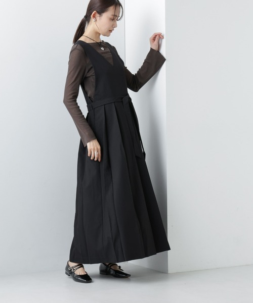 NANO universe（ナノユニバース）の「【WEB限定】プリーツジャンパースカート ノースリーブ（ジャンパースカート・レディース・カーキ/ブラック/ベージュ・マルチサイズ）」の15枚目の写真