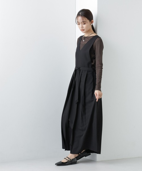 NANO universe（ナノユニバース）の「【WEB限定】プリーツジャンパースカート ノースリーブ（ジャンパースカート・レディース・カーキ/ブラック/ベージュ・マルチサイズ）」の14枚目の写真