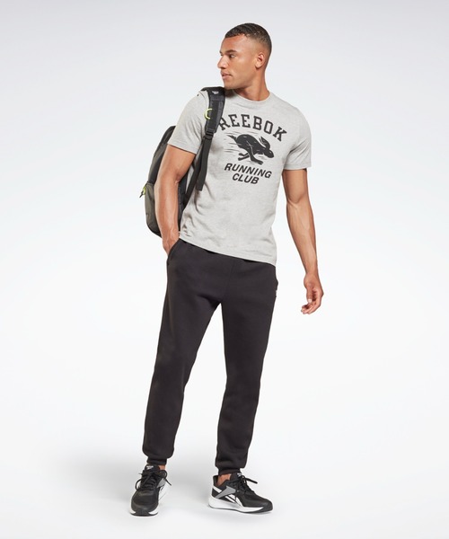 Reebok(リーボック)の「ランニング ノベルティ グラフィック Tシャツ / Running Novelty Graphic T-Shirt(Tシャツ/カットソー・メンズ・ヘザーグレー/ブラック・SMALL/MEDIUM/LARGE/X-LARGE/XX-LARGE/X-SMALL/XXX-LARGE)」の6枚目の写真
