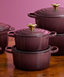 ル・クルーゼココットフルール フィグ ブラックマットホーローゴールドツマミ新品 Le Creuset（ルクルーゼ）の「シグニチャー ココット・ロンド