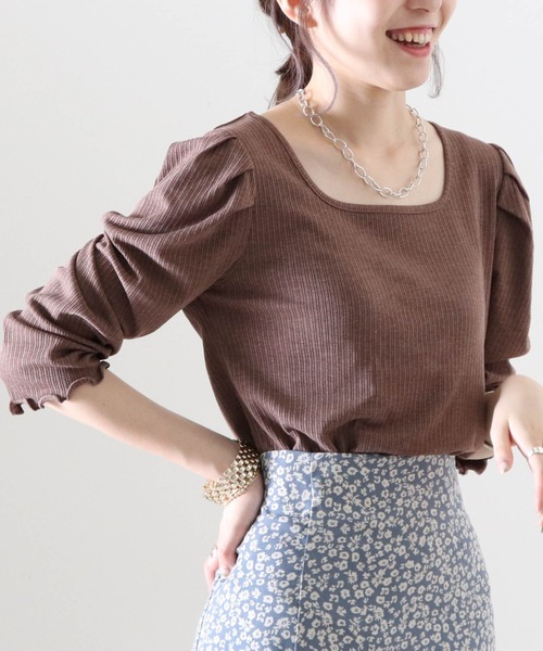Cheek（チーク）の「パワショル２ＷａｙリブＴＯＰＳ（Tシャツ/カットソー・レディース・ブラック/ベージュ/ブラウン・FREE）」の3枚目の写真