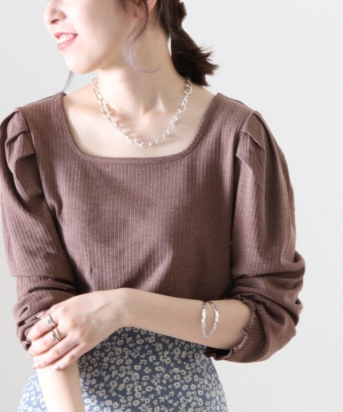 Cheek（チーク）の「パワショル２ＷａｙリブＴＯＰＳ（Tシャツ/カットソー・レディース・ブラック/ベージュ/ブラウン・FREE）」の10枚目の写真