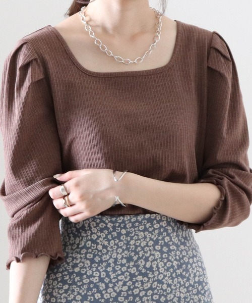 Cheek（チーク）の「パワショル２ＷａｙリブＴＯＰＳ（Tシャツ/カットソー・レディース・ブラック/ベージュ/ブラウン・FREE）」の21枚目の写真