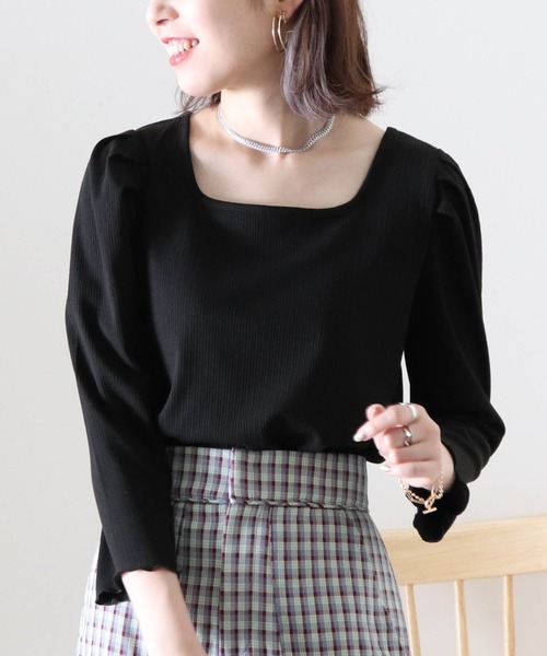 Cheek（チーク）の「パワショル２ＷａｙリブＴＯＰＳ（Tシャツ/カットソー・レディース・ブラック/ベージュ/ブラウン・FREE）」の8枚目の写真