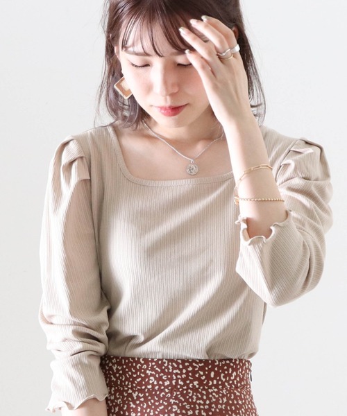Cheek（チーク）の「パワショル２ＷａｙリブＴＯＰＳ（Tシャツ/カットソー・レディース・ブラック/ベージュ/ブラウン・FREE）」の9枚目の写真