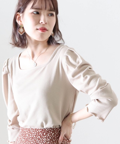 Cheek（チーク）の「パワショル２ＷａｙリブＴＯＰＳ（Tシャツ/カットソー・レディース・ブラック/ベージュ/ブラウン・FREE）」の6枚目の写真