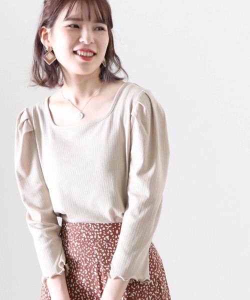Cheek（チーク）の「パワショル２ＷａｙリブＴＯＰＳ（Tシャツ/カットソー・レディース・ブラック/ベージュ/ブラウン・FREE）」の18枚目の写真