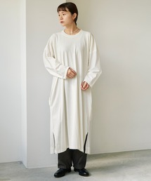 note et silence  | *60/-タイプライター伊吹染め　カットソードッキングワンピース(ワンピース)