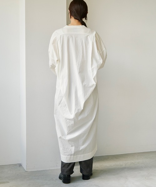 note et silence （ノートエシロンス）の「*◇60/-タイプライター伊吹染め　カットソードッキングワンピース（ワンピース・レディース・ホワイト・FREE）」の7枚目の写真