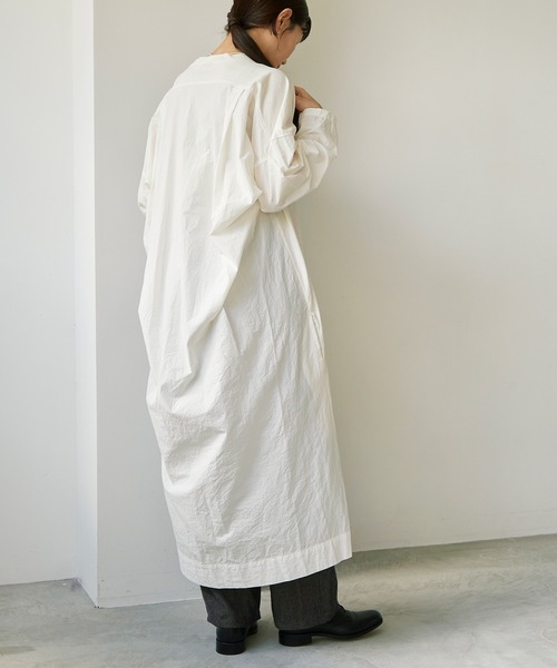 note et silence （ノートエシロンス）の「*◇60/-タイプライター伊吹染め　カットソードッキングワンピース（ワンピース・レディース・ホワイト・FREE）」の8枚目の写真
