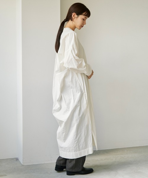 note et silence （ノートエシロンス）の「*◇60/-タイプライター伊吹染め　カットソードッキングワンピース（ワンピース・レディース・ホワイト・FREE）」の9枚目の写真