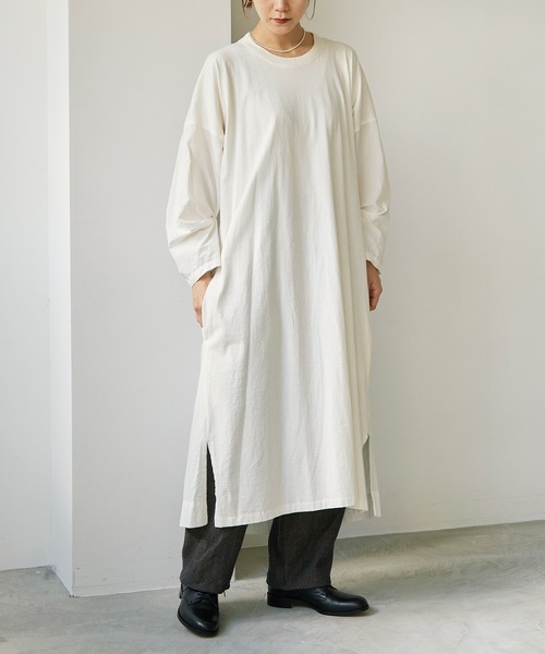 note et silence （ノートエシロンス）の「*◇60/-タイプライター伊吹染め　カットソードッキングワンピース（ワンピース・レディース・ホワイト・FREE）」の10枚目の写真