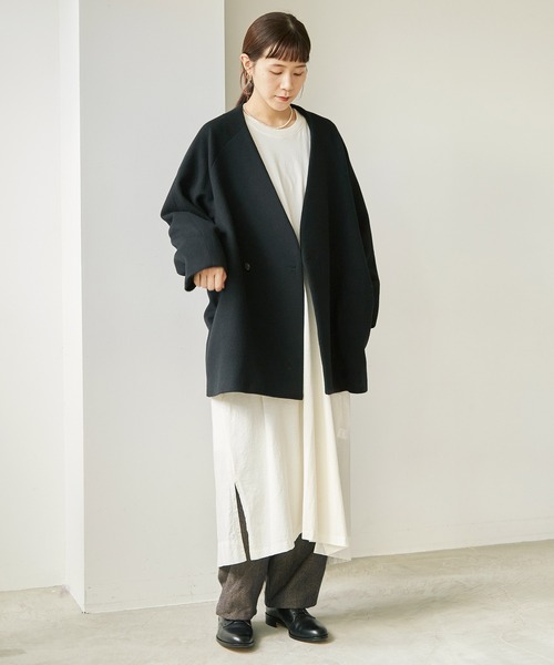 note et silence （ノートエシロンス）の「*◇60/-タイプライター伊吹染め　カットソードッキングワンピース（ワンピース・レディース・ホワイト・FREE）」の11枚目の写真