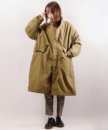 コットンナイロンツイルスタンドカラーモッズコート