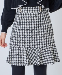 tocco closet | パール飾り釦付き裾フリル台形ツイードミニスカート(スカート)