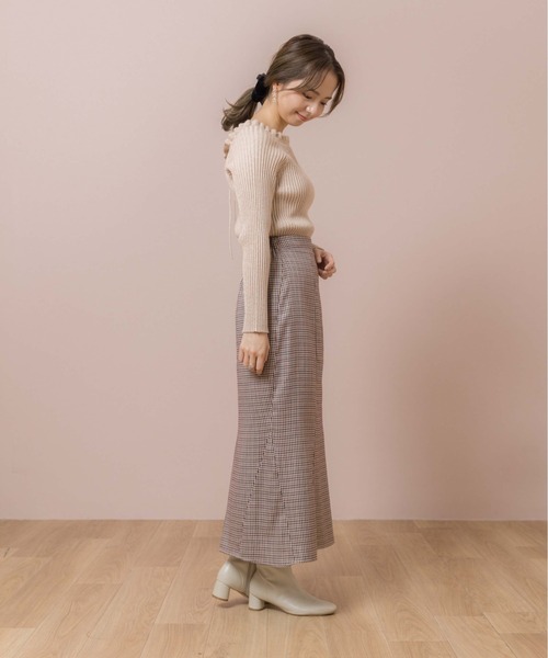 flower(フラワー)の「チェックマーメイドスカート(スカート・レディース・ブラウン/ベージュ・FREE)」の9枚目の写真