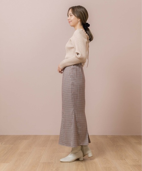 flower(フラワー)の「チェックマーメイドスカート(スカート・レディース・ブラウン/ベージュ・FREE)」の15枚目の写真