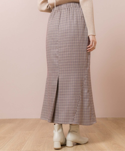 flower(フラワー)の「チェックマーメイドスカート(スカート・レディース・ブラウン/ベージュ・FREE)」の5枚目の写真