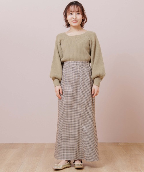 flower(フラワー)の「チェックマーメイドスカート(スカート・レディース・ブラウン/ベージュ・FREE)」の20枚目の写真