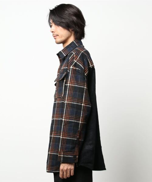 Revo.(レボ)の「背面コーデュロイ切替 CPOタイプシャツジャケット(シャツ/ブラウス・メンズ・ネイビー/ベージュ・MEDIUM/LARGE)」の14枚目の写真