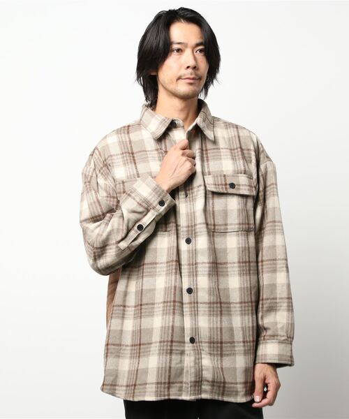 Revo.(レボ)の「背面コーデュロイ切替 CPOタイプシャツジャケット(シャツ/ブラウス・メンズ・ネイビー/ベージュ・MEDIUM/LARGE)」の17枚目の写真