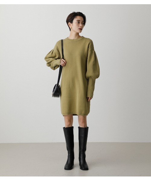 AZUL by moussy（アズールバイマウジー）の「【PLUS】VOLUME SLEEVE KNIT ONEPIECE/ボリュームスリーブニットワンピース（ワンピース・レディース・ブラック/ライトグリーン/ダークカーキ・FREE）」の11枚目の写真