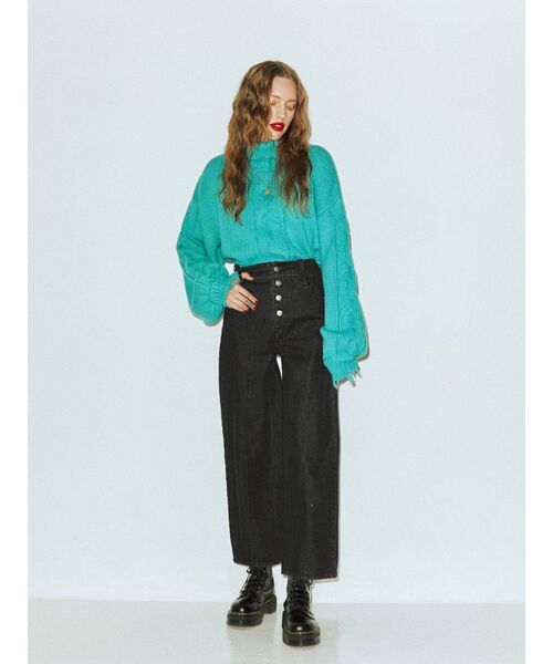 jouetie（ジュエティ）の「ハイウエストボタンフライパンツ（デニムパンツ・レディース・ブラック/ブルー/ボルドー・MEDIUM）」の8枚目の写真