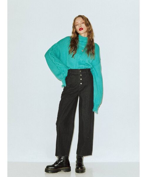 jouetie（ジュエティ）の「ハイウエストボタンフライパンツ（デニムパンツ・レディース・ブラック/ブルー/ボルドー・MEDIUM）」の7枚目の写真