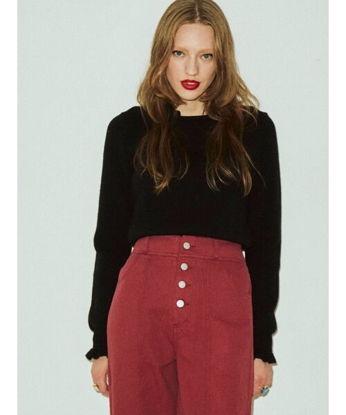 jouetie（ジュエティ）の「ハイウエストボタンフライパンツ（デニムパンツ・レディース・ブラック/ブルー/ボルドー・MEDIUM）」の13枚目の写真