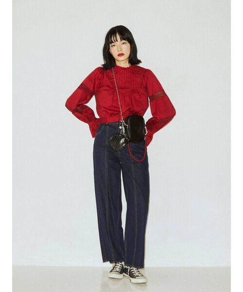 jouetie（ジュエティ）の「ハイウエストボタンフライパンツ（デニムパンツ・レディース・ブラック/ブルー/ボルドー・MEDIUM）」の11枚目の写真