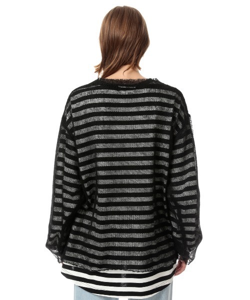 SLY（スライ）の「SHEER KNIT TOPS シアー ニット トップス（ニット/セーター・レディース・ライトグレー/ライトグリーン/ブラック・FREE）」の8枚目の写真