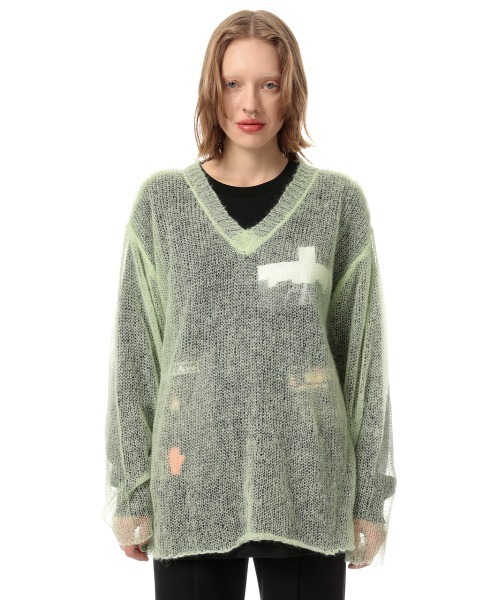 SLY（スライ）の「SHEER KNIT TOPS シアー ニット トップス（ニット/セーター・レディース・ライトグレー/ライトグリーン/ブラック・FREE）」の16枚目の写真