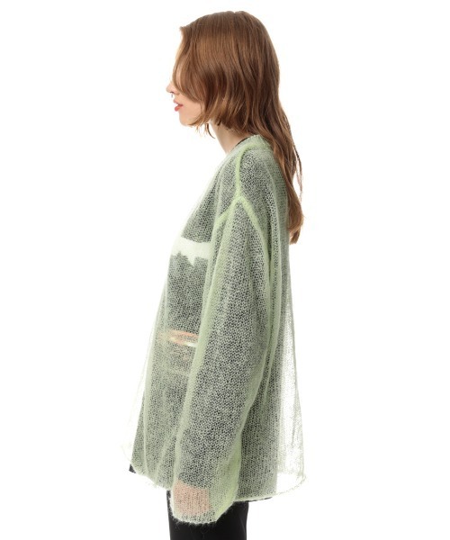 SLY（スライ）の「SHEER KNIT TOPS シアー ニット トップス（ニット/セーター・レディース・ライトグレー/ライトグリーン/ブラック・FREE）」の17枚目の写真