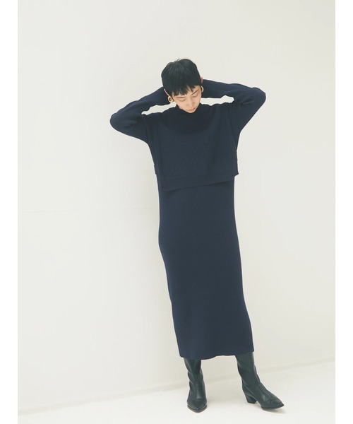 armonia（アルモニーア）の「armonia・ベストセットニットワンピース＊（ワンピース・レディース・ネイビー/キャメル/ベージュ・FREE）」の4枚目の写真