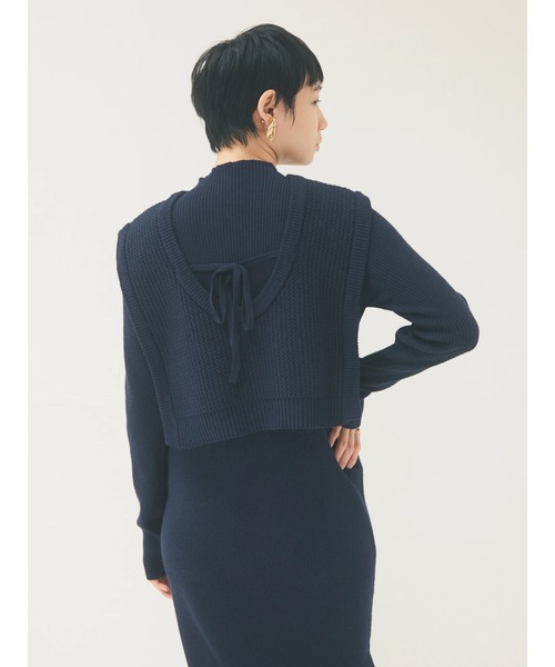 armonia（アルモニーア）の「armonia・ベストセットニットワンピース＊（ワンピース・レディース・ネイビー/キャメル/ベージュ・FREE）」の6枚目の写真