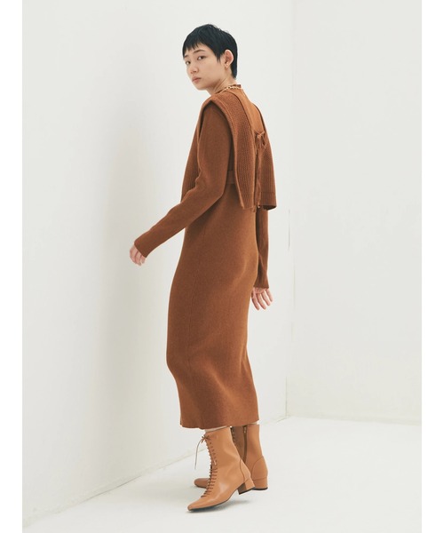 armonia（アルモニーア）の「armonia・ベストセットニットワンピース＊（ワンピース・レディース・ネイビー/キャメル/ベージュ・FREE）」の13枚目の写真