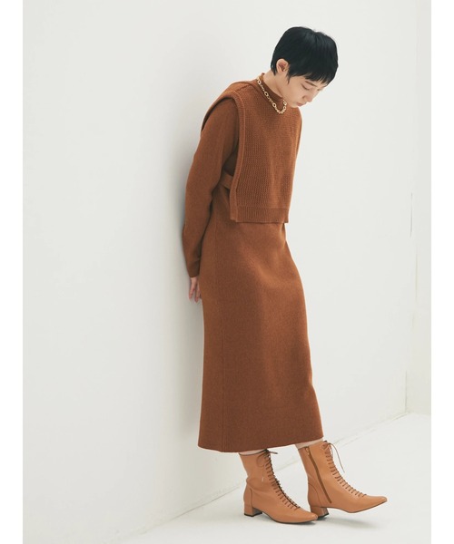 armonia（アルモニーア）の「armonia・ベストセットニットワンピース＊（ワンピース・レディース・ネイビー/キャメル/ベージュ・FREE）」の14枚目の写真